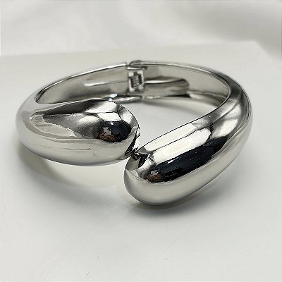Bracelete Gota Dupla Em Ródio Branco