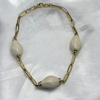 Colar Corrente Elo Português Com Pingentes Alongado Dourado