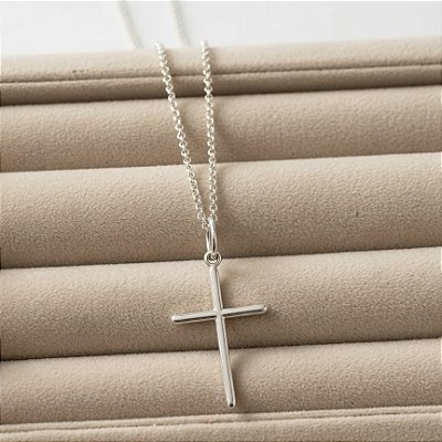 Colar Prata 925 Corrente com Pingente Cruz