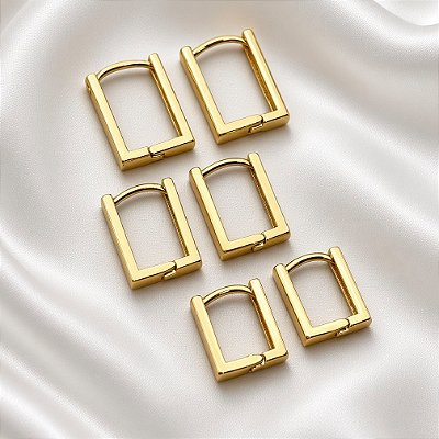 Brinco Trio Retangular Dourado