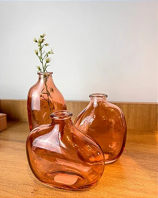 Trio Mini Vasos Lírio em Vidro