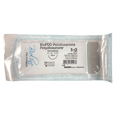 PDO - Fio Polidioxanona Nº 3-0 70 cm 1/2 R 2,0 cm Unitário - Bioline