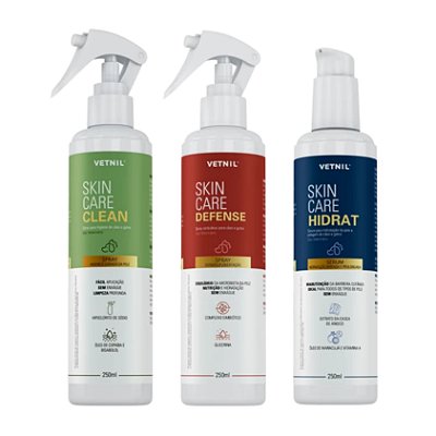 Kit Skin Care Para Pets Clean + Defense + Hidrat - Vetnil