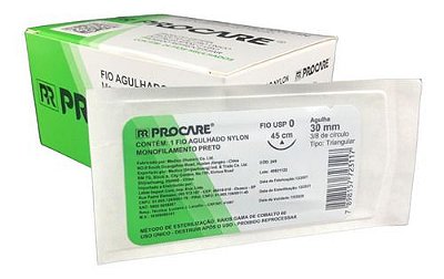 Fio Agulhado Nylon Nº 0 45 Cm 3/8 T 3,0 Cm - Procare