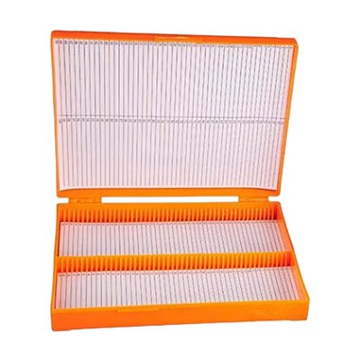 Caixa Porta Lâminas Para 100 Lâminas 26 mm X 76 mm Laranja - Laborcare