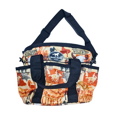Bolsa Para Kit Higiênico Estampa Rodeo Bege - Boots Horse