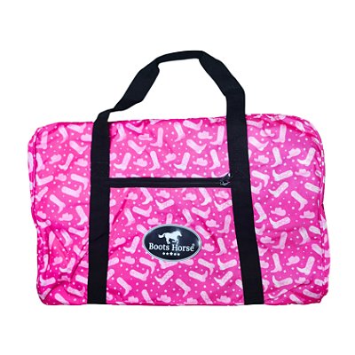 Bolsa Para Sela Em Nylon Estampa Botas Pink - Boots Horse
