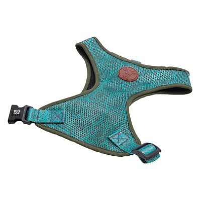 Coleira Peitoral Easy Tamanho P Verde Água Com Estampa - Wise Dog