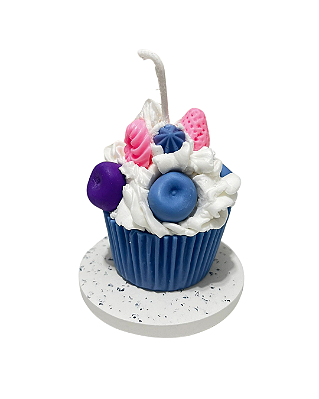 Vela aromática Cupacke cerejinhas azul, roxo e rosa