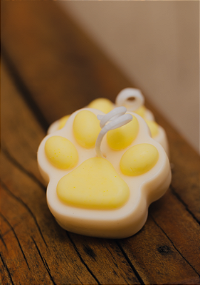 Lembrancinha vela decorativa  patinha natural e amarelo