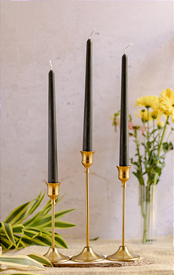 Velas para castiçal lisa verde kit com 3