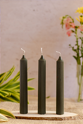 Kit 3 velas decorativas cilíndricas verde