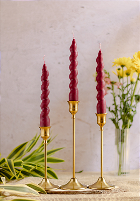 Velas para castiçal espiral vermelha kit com 3