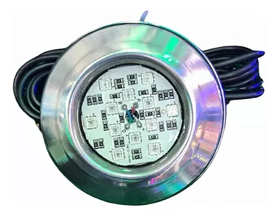 Refletor LED Piscina 18w Rgb Inox 10mm