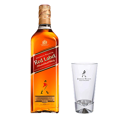 Kit Johnnie Walker Red Label Whisky 1L + Copo de vidro