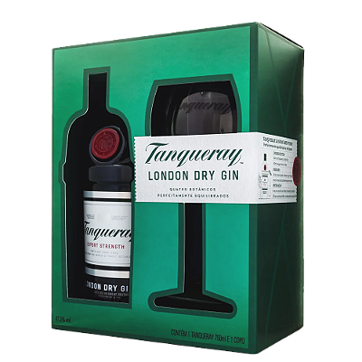 Kit Tanqueray London Dry Gin 750ml + 1 Taça Vidro