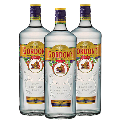 Kit 03 Gordon's London Dry Gin Inglês 750ml