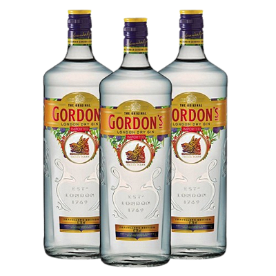 Kit 03 Gordon's London Dry Gin Inglês 750ml