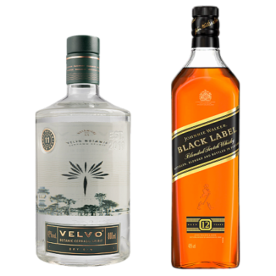 Velvo Botanic 800ml + Black Label blended Scotch Whisky 1000ml