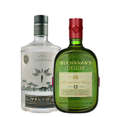 Velvo Botanic 800ml + Buchanan's DeLuxe Blended Scotch Whisky Escocês 12 anos 1000ml