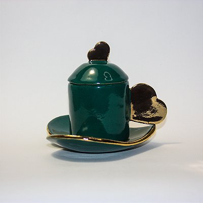 Conjunto de Café Coração Verde