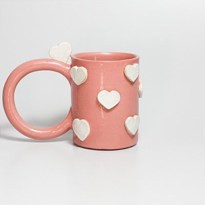 Caneca Corações Rosa