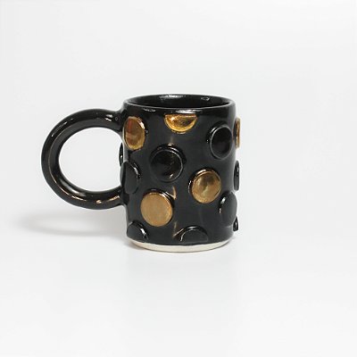 Caneca Poá Preta com Ouro