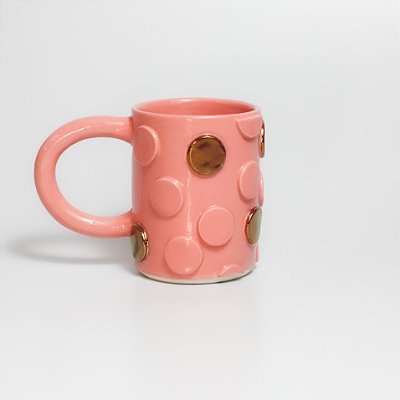 Caneca Poá Rosa com Ouro