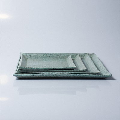 Conjunto de Pratos Quadrados Azul Claro