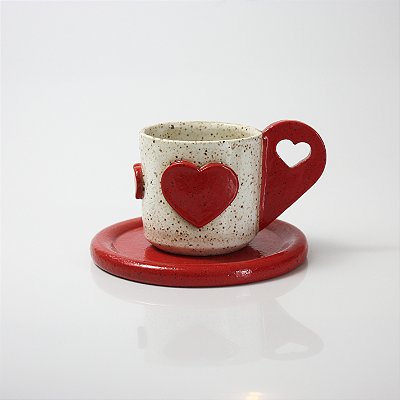 Caneca Corações e Pires - 160ml
