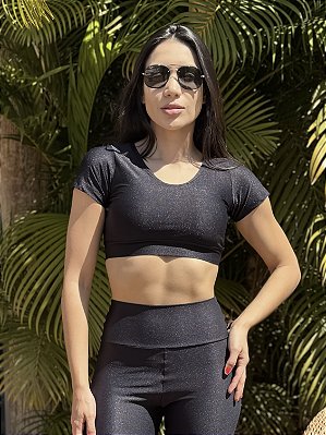 Top Flex com mangas preto