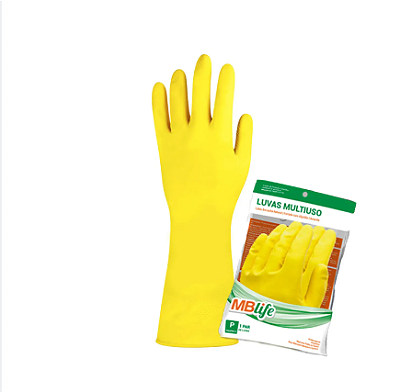 Luva de Borracha Amarela - MB Life  C/12 pares