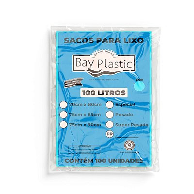 Saco de Lixo 100L 75x85 100 Un - Bay Plastic
