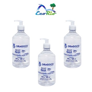 Kit c/3  Álcool Gel 70º Higienizador 500ml c/ Válvula Pump Dragoco