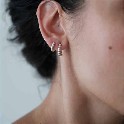 Brinco Argola Bubble Media Prata