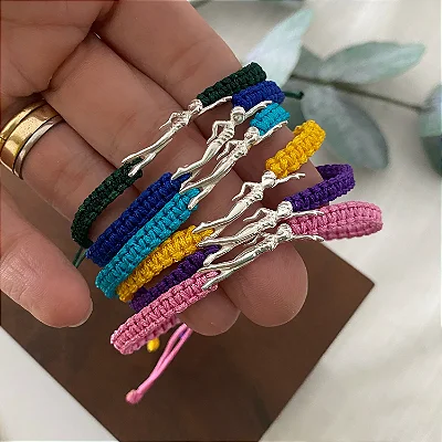 Pulseira Nadadora Macrame Prata