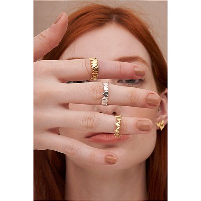 Anel Olha Meu Desenho - Coração Aro Completo Prata