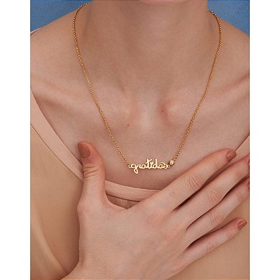 Colar Minha Escrita com Topázio - 1 Nome Prata