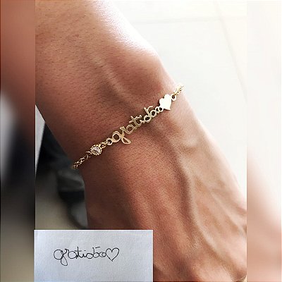 Pulseira 1 Escrita com Diamante ou Topázio Prata