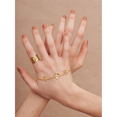 Pulseira Olha Meu Desenho com Corrente Ouro