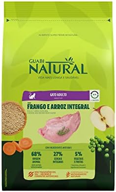 RAÇÃO GUABI NATURAL GATOS ADULTOS FRANGO E ARROZ INTEGRAL 7,5 KG