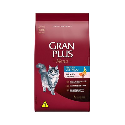 RAÇÃO GRANPLUS 10,1 KG GATOS ADULTOS CASTRADOS SALMÃO E ARROZ