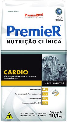 RAÇÃO Premier NUTRIÇÃO CLÍNICA 10KG CÃES CARDIO RAÇAS MÉDIO E GRANDE