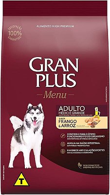 RAÇÃO GRANPLUS 20KG CÃES ADULTOS  FRANGO E ARROZ