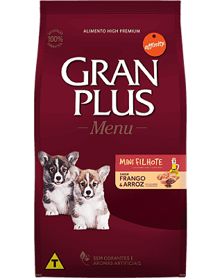 RAÇÃO GRANPLUS 3KG CÃES FILHOTE MINI FRANGO E ARROZ