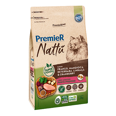 RAÇÃO Premier NATTU 1KG CÃES ADULTOS  PEQUENOS MAND