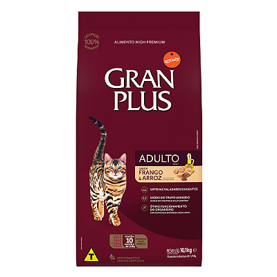 RAÇÃO GRANPLUS 10,1KG GATOS ADULTOS FRANGO E ARROZ