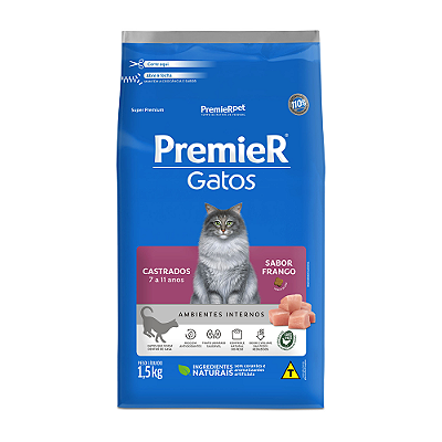 RAÇÃO Premier 1,5KG GATOS ADULTOS CAST 7-11 FGO