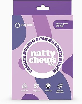 Coleira Antiparasitas Natty Chews Neem e Erva de Santa Maria para Caes e Gatos - P