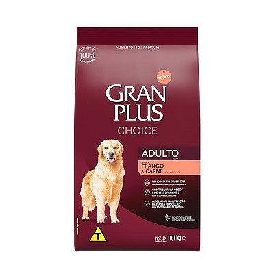 RAÇÃO GRANPLUS 10,1KG CÃES ADULTOS  CHOICE FRANGO E CARNE